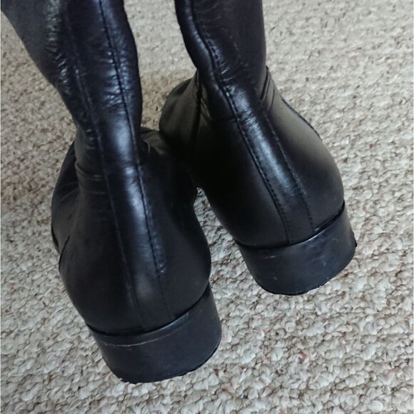 Tory Burch Black Leather Riding Boots with signature Double T motif size 10.5M - Picture 6 of 12